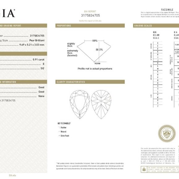 Pear Mined Diamond Pendant 14K White 0.91 Ct E Si2 Gia C52200004 - Picture 3 of 4